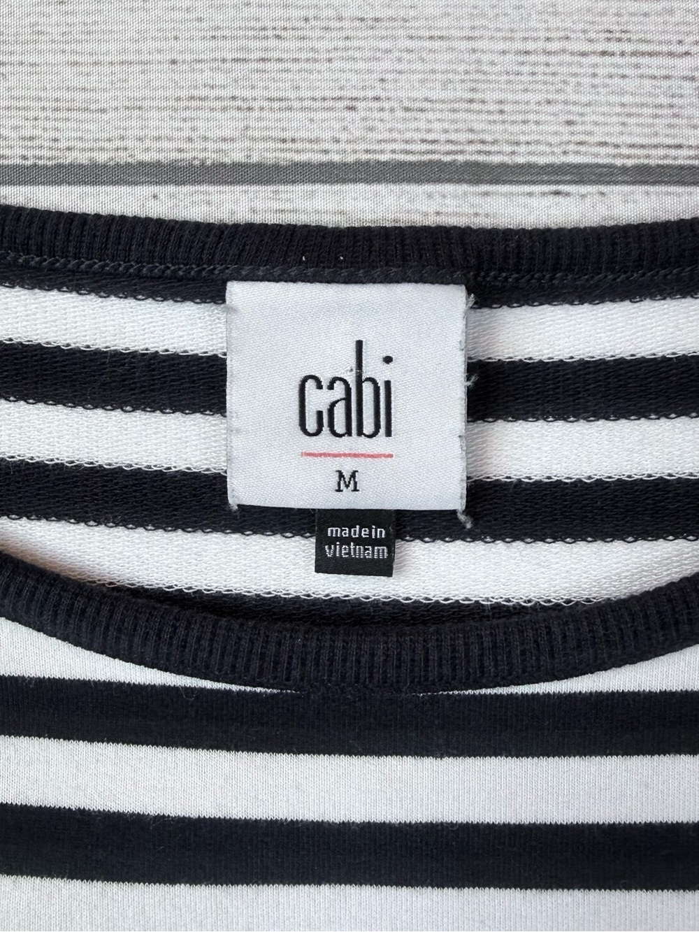 Striped Boatneck Tee - Navy & White Women’s Top - Picture 3 of 5
